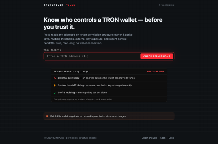 TRONORIGIN Pulse product screenshot